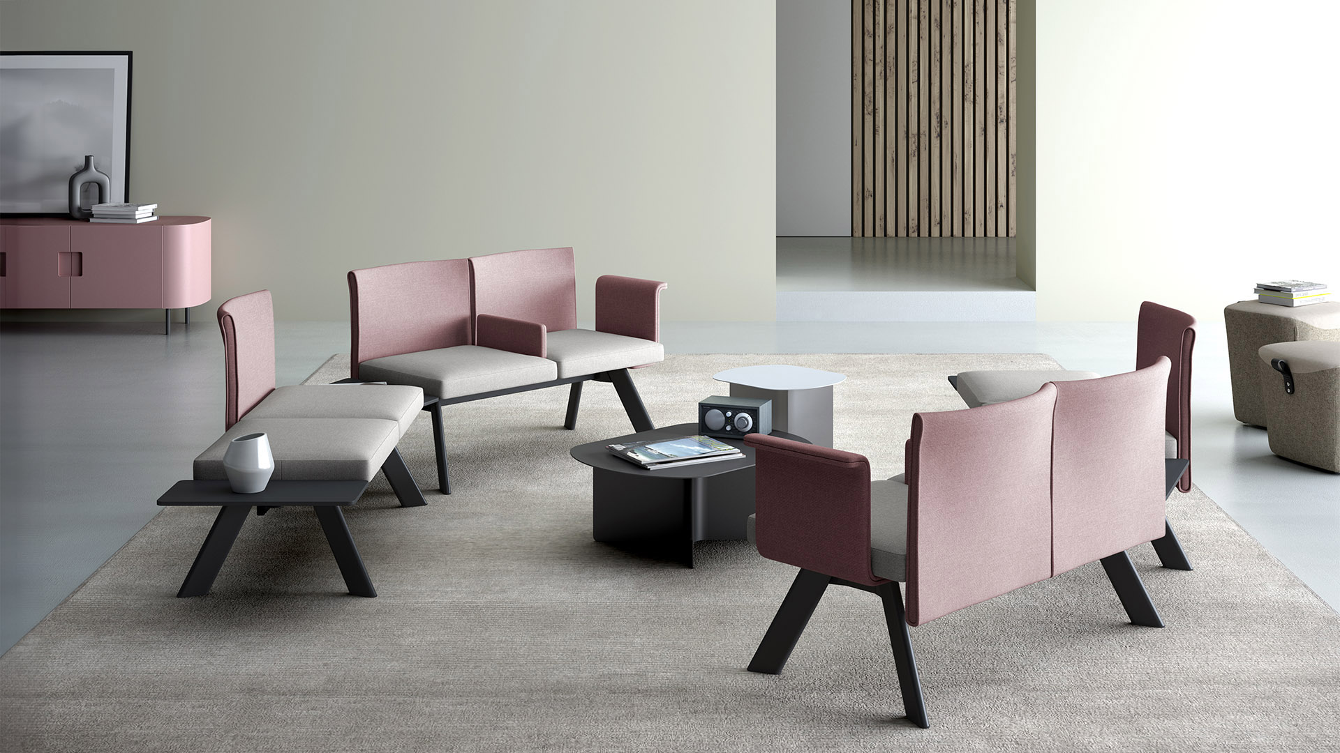 Panca modulare per lounge pubbliche open-space