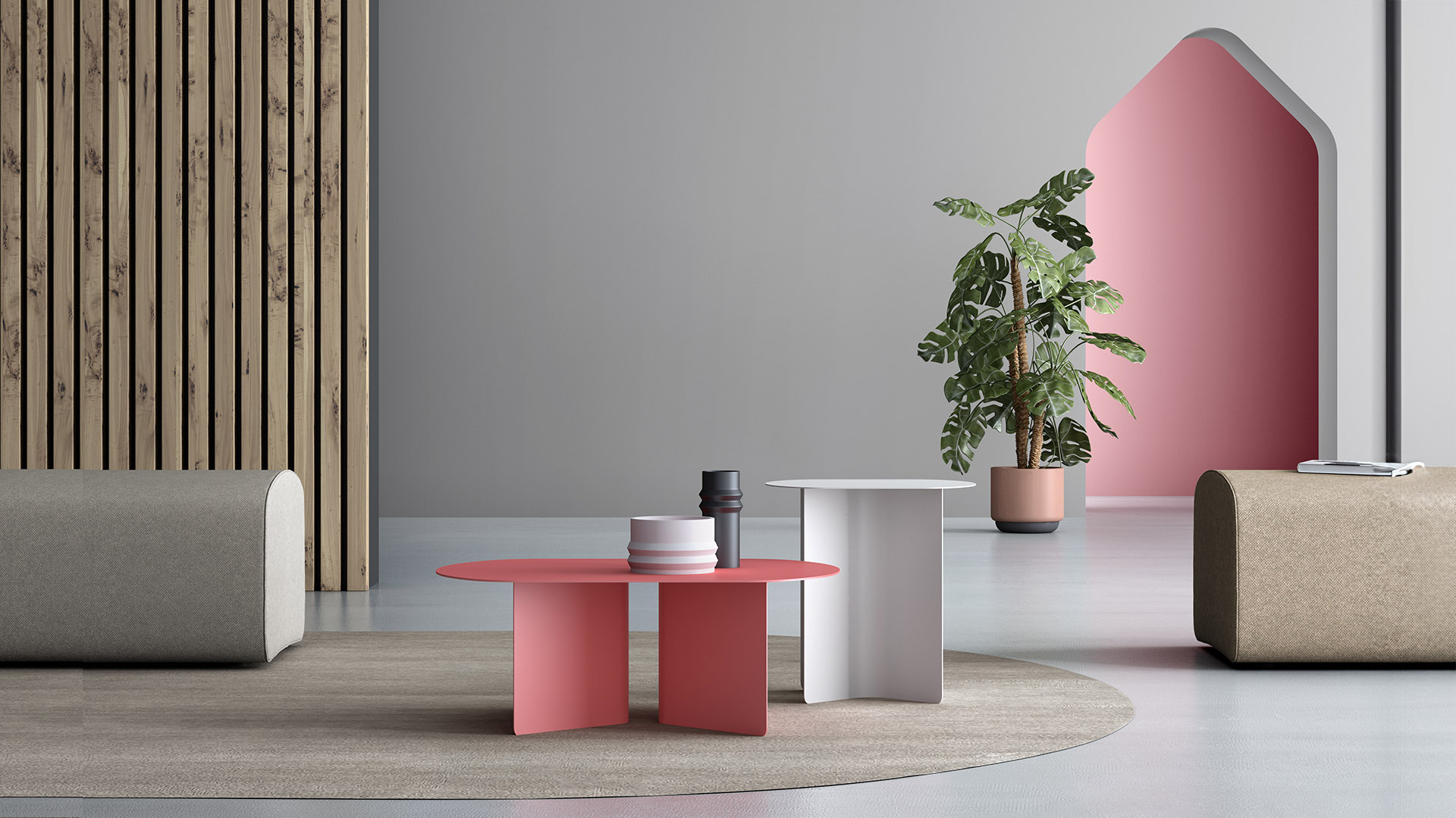 Tavolo basso da caffe' in metallo dal design minimal e moderno